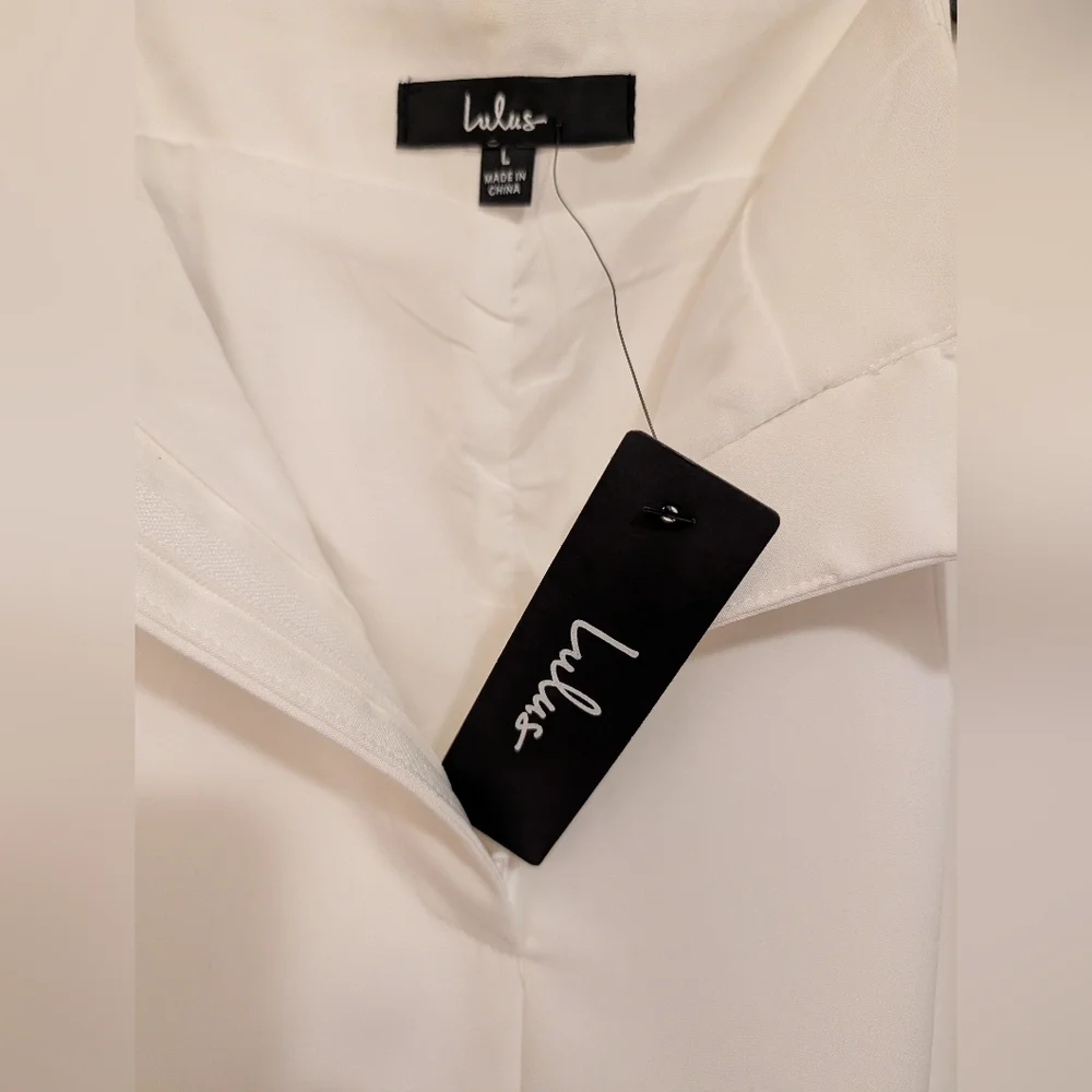 Lulus White High Waist Straight Leg Trousers Size L - Picture 6 of 7